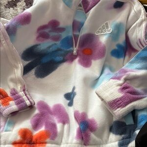 Adidas Purple and White Floral Hoodie